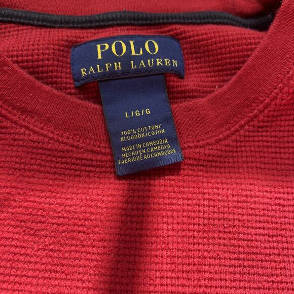 Vintage Ralph Lauren POLO Pony Rider LOGO RAGLAN Sweatshirt Size L Red - Picture 3 of 5